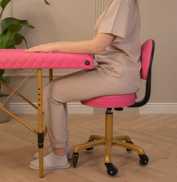 Pikowane łóżko kosmetyczne do stylizacji rzęs Space Gold - Różowe - Studio Bay