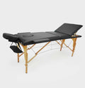 Stół do masażu trzysegmentowy Drewniany - Czarny