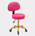 Quilted flat cosmetic stool with backrest Pink - Gold